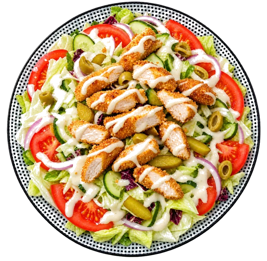 Salade au poulet pané